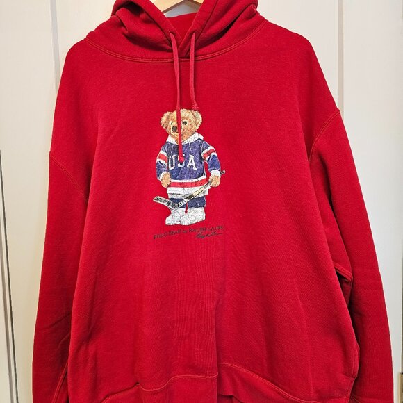 Big & Tall Deadstock Polo/Ralph Lauren USA Hockey Bear Hoodie 3xb - Picture 1 of 4